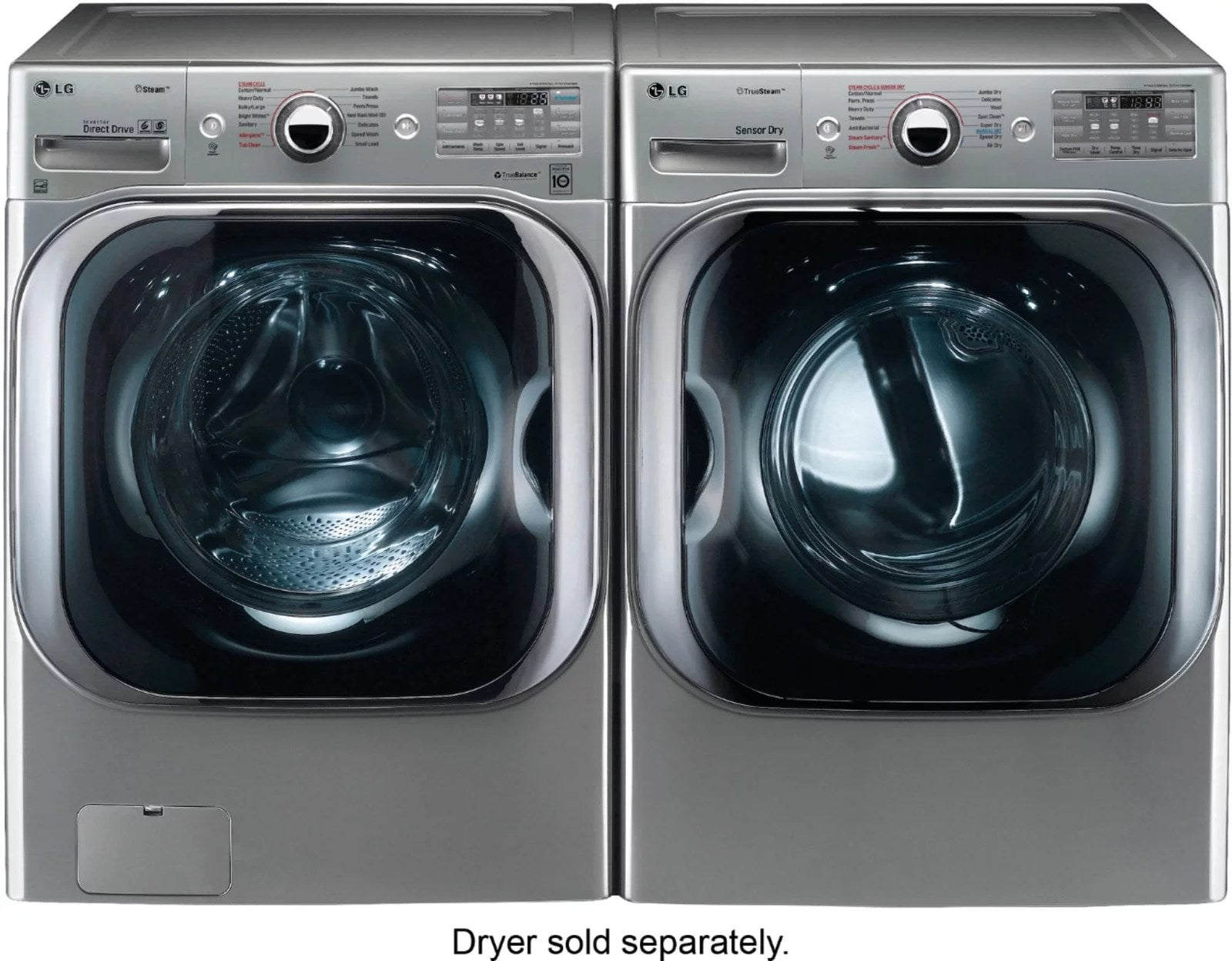 LG – 5.2 Cu. Ft. High Efficiency Front-Load Washer with Steam and TurboWash Technology – Graphite steel