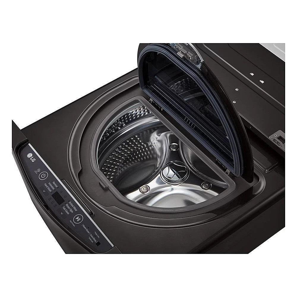 LG – SideKick 1.0 Cu. Ft. High-Efficiency Smart Top Load Pedestal Washer with 3-Motion Technology – Black steel