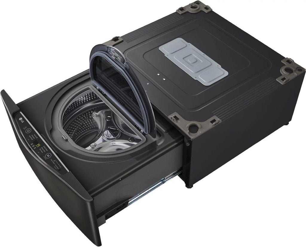 LG – SideKick 1.0 Cu. Ft. High-Efficiency Smart Top Load Pedestal Washer with 3-Motion Technology – Black steel