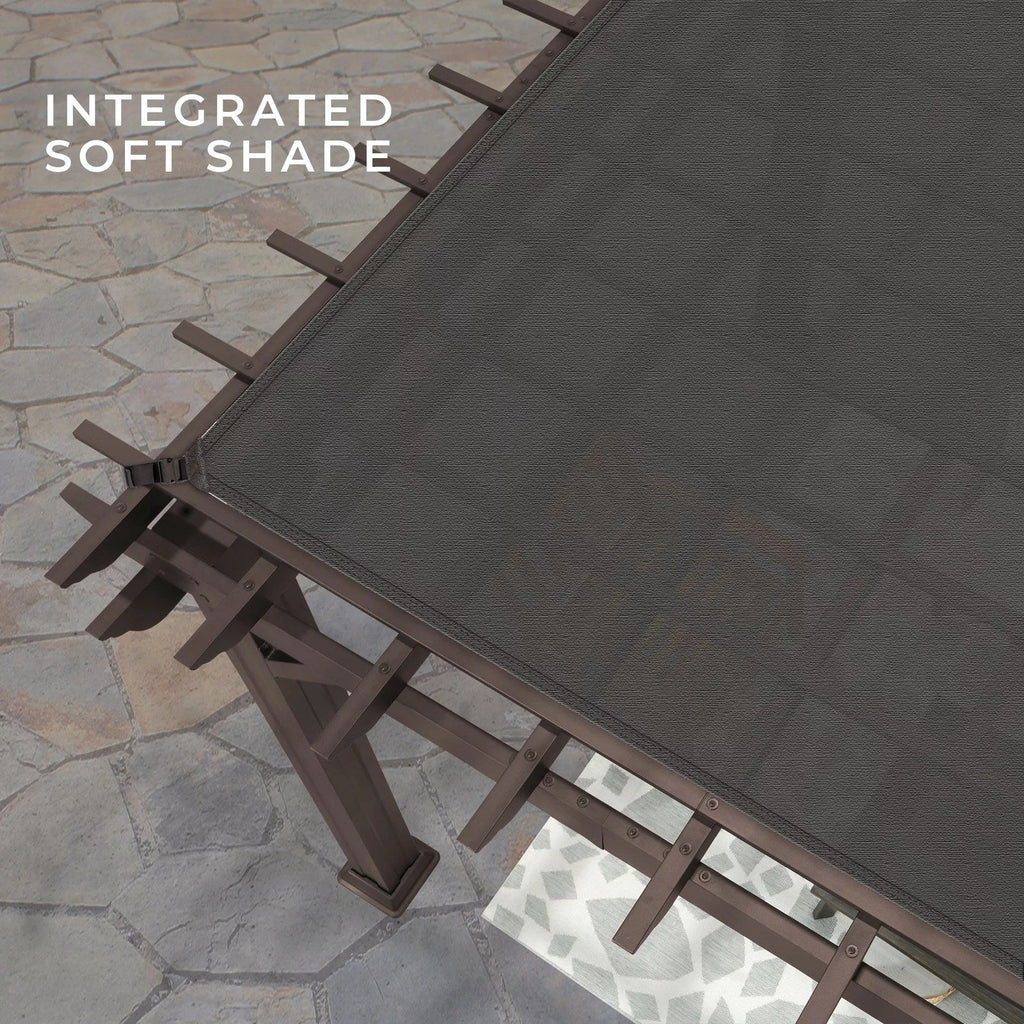 12 x 10 Ashford Traditional Steel Pergola With Sail Shade Soft Canopy