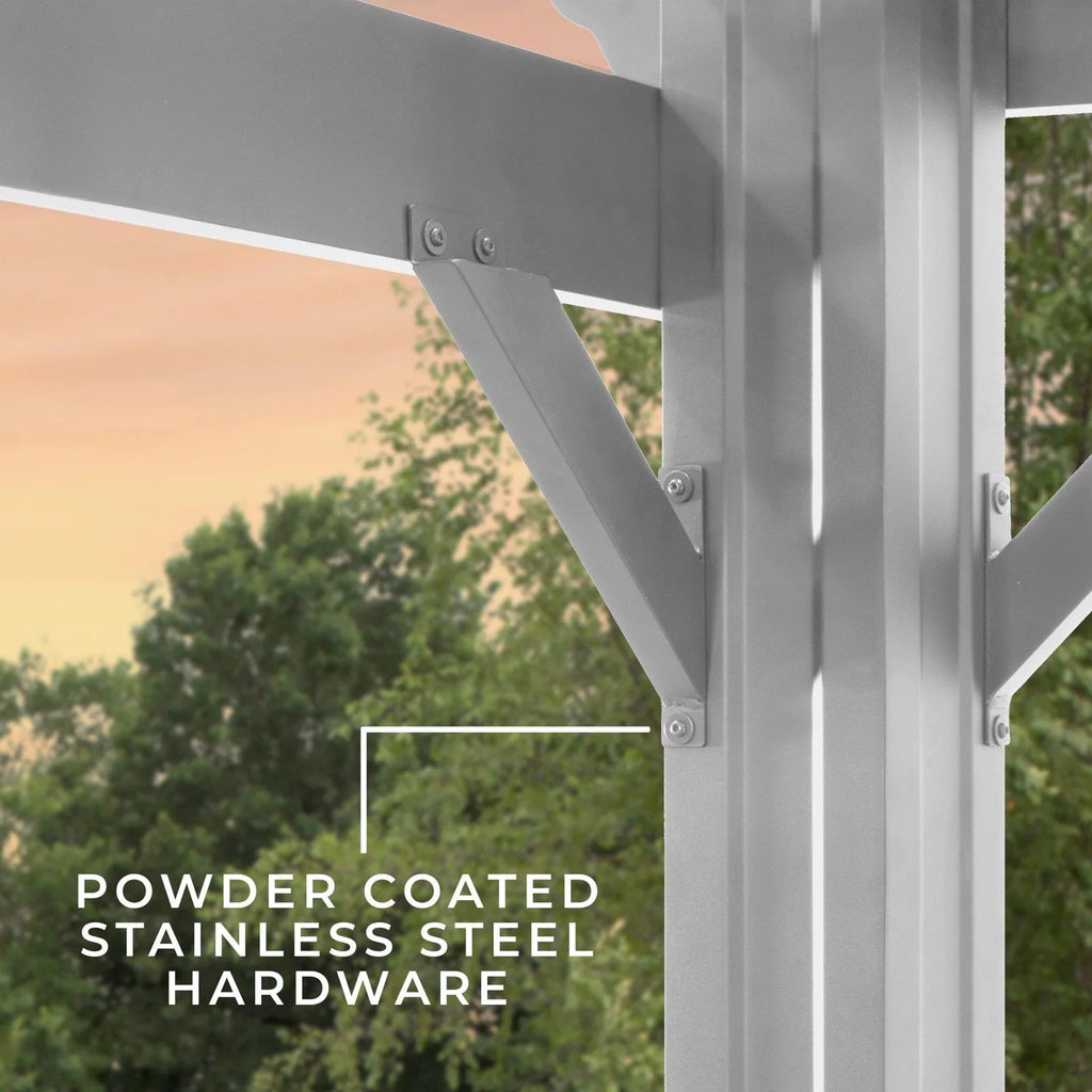 14×10 Hawthorne Traditional Steel Pergola With Sail Shade Soft Canopy