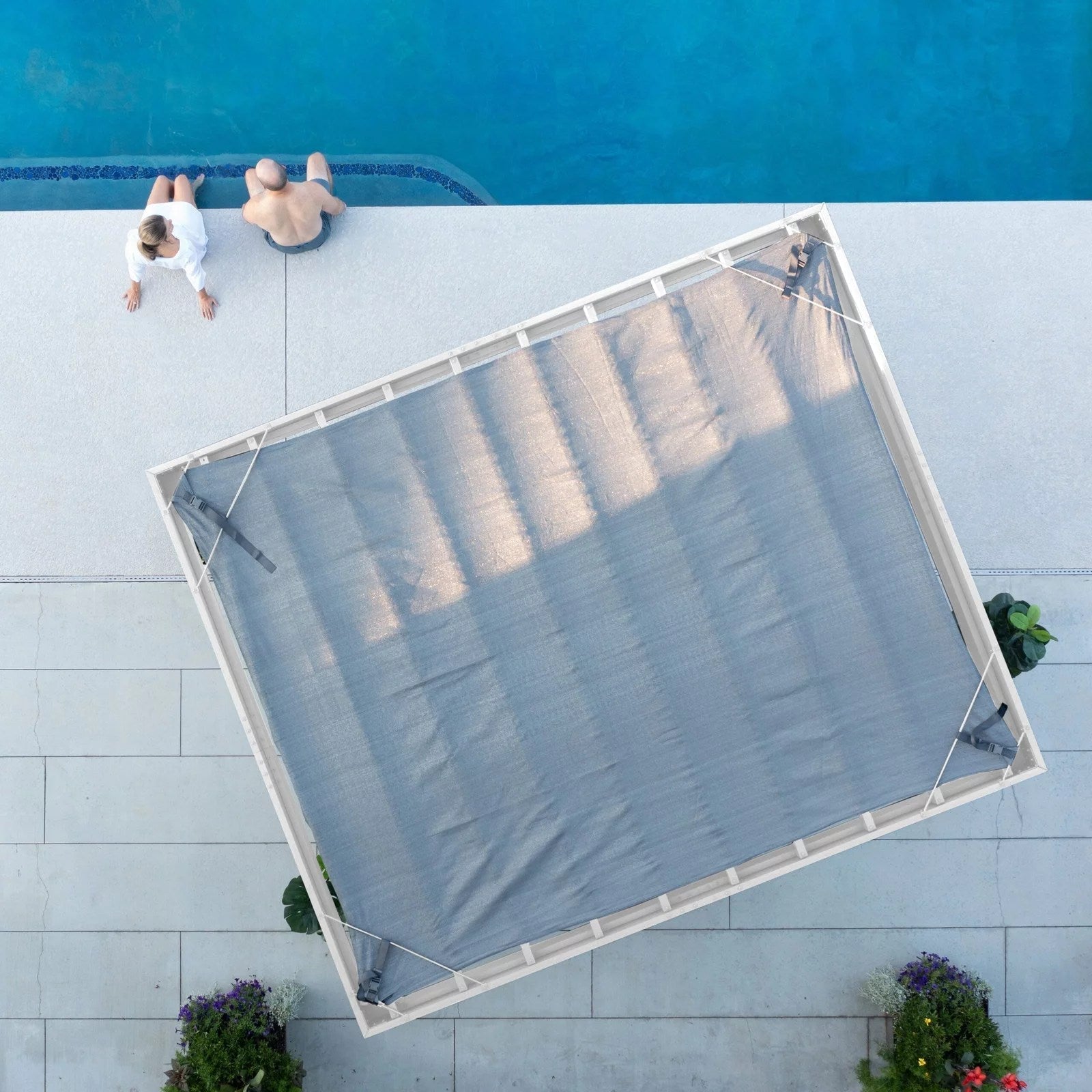 12×10 Windham Modern Steel Pergola With Sail Shade Soft Canopy