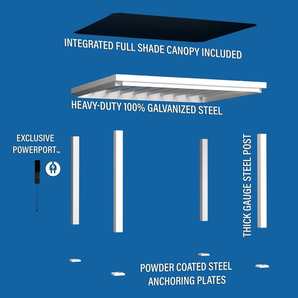 12×10 Windham Modern Steel Pergola With Sail Shade Soft Canopy