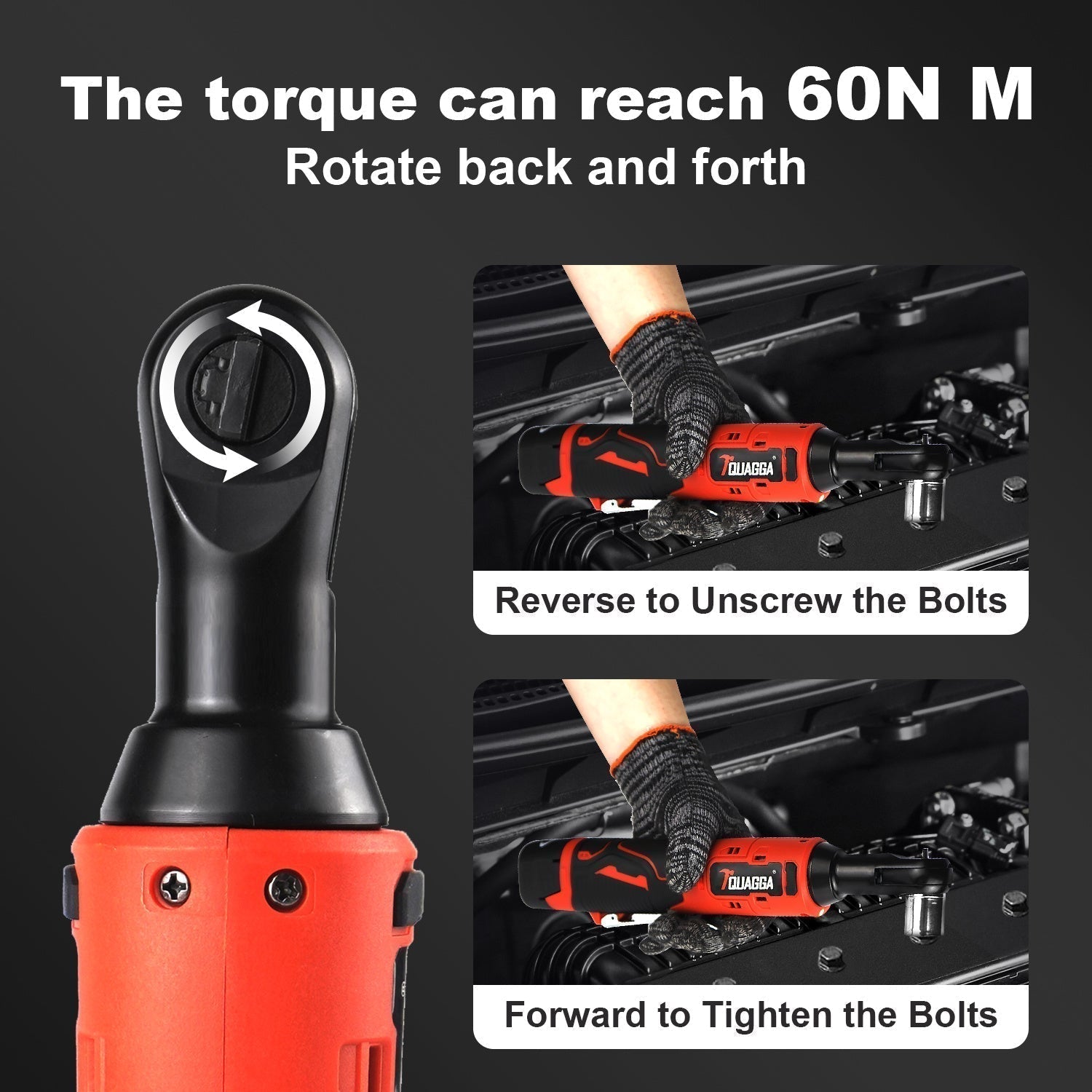 18V Cordless Electric Ratchet Wrench Set with 2 Batteries & Fast Charger