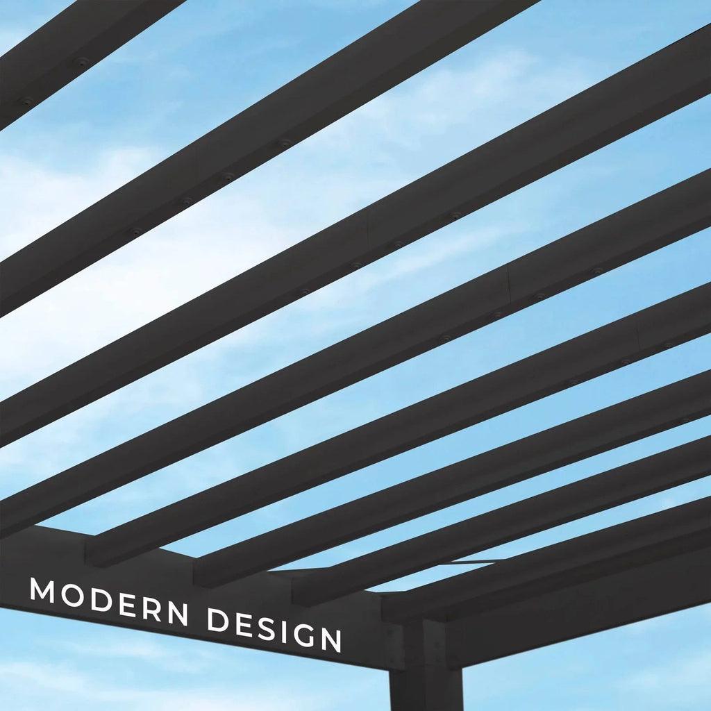 14x12 trenton modern steel pergola with sail shade soft canopy